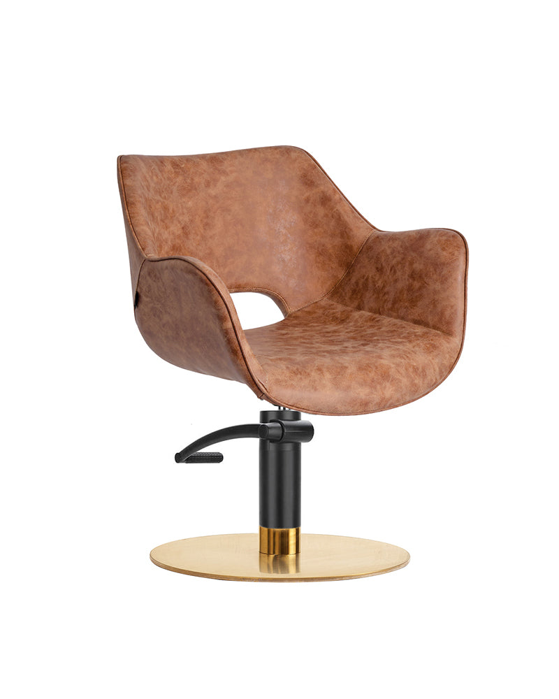 Chloe styling chair tan - brass round base