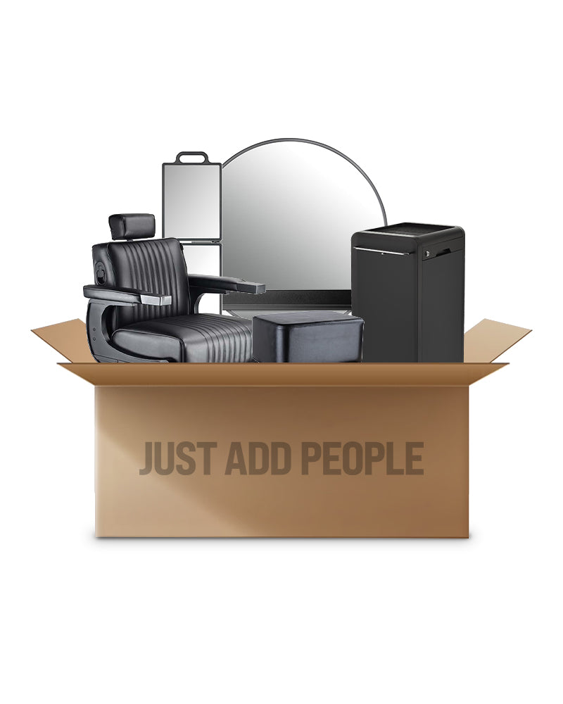 Black barber starter kit - with 1 styling station and equipment