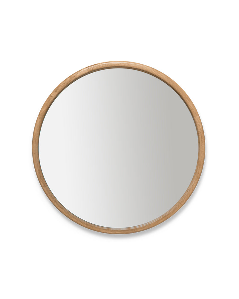 Linea Oak - Hairdressing mirror with oak frame - ø100cm