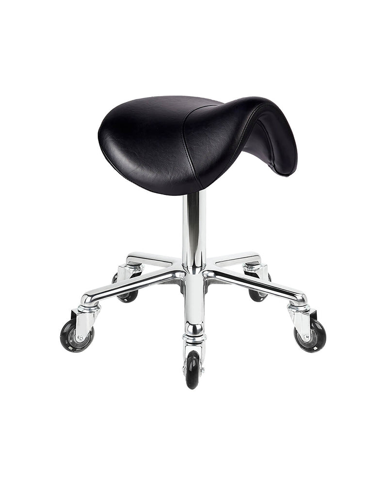 Saddle Black - Black cutting chair - Chrome cross foot