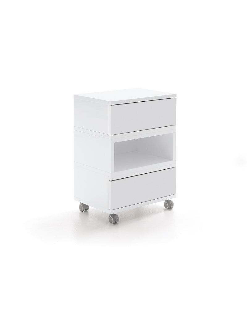 Swing - White rolling table with drawers
