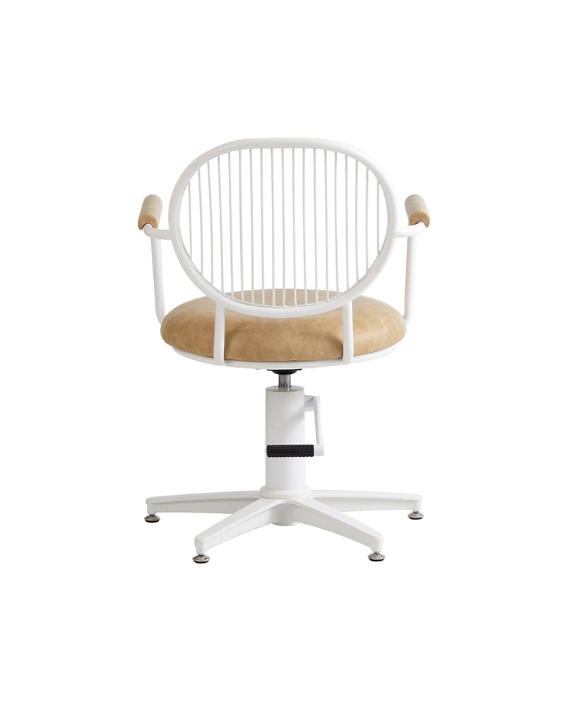 Serena - White and Cognac colored hairdresser's chair - White cross foot