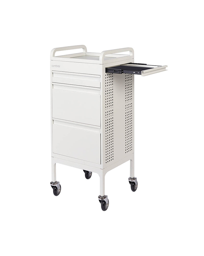 Studio 3 - White trolley - 3 drawers and extra table top