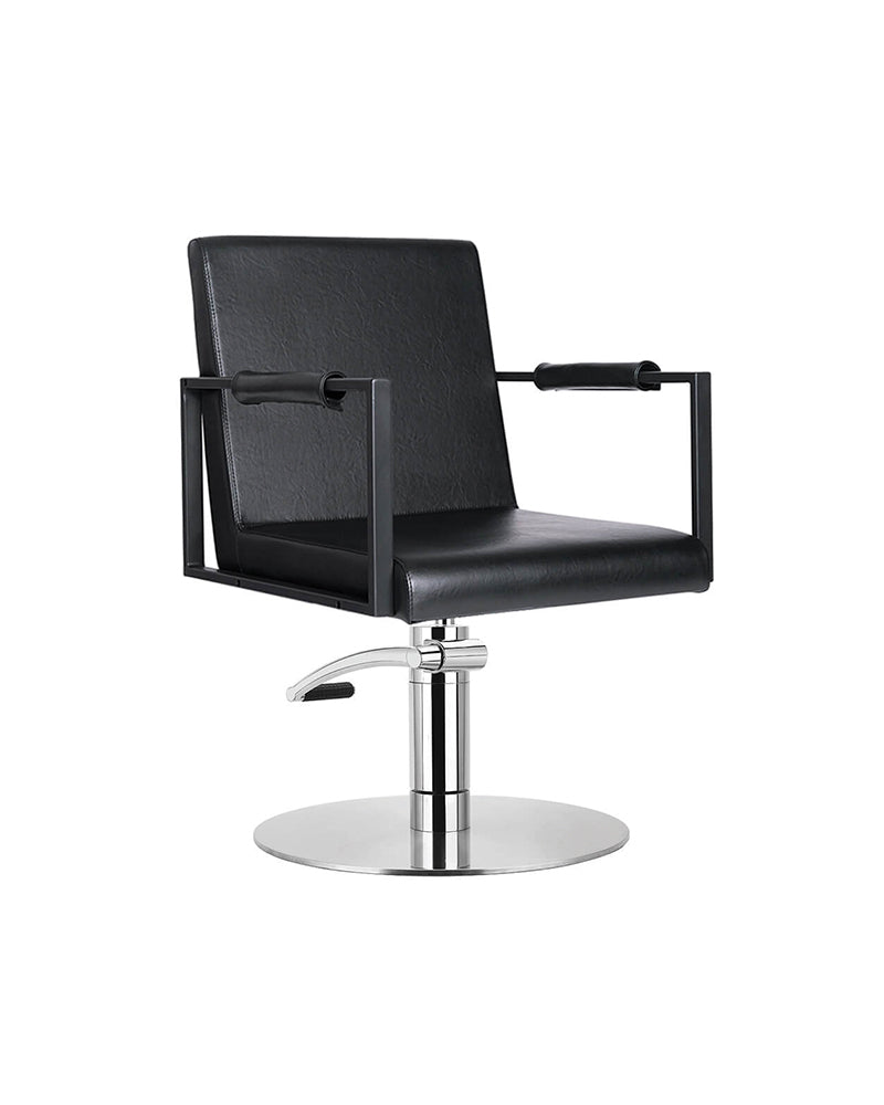 Harper - Black hairdresser's chair - Chrome plate base