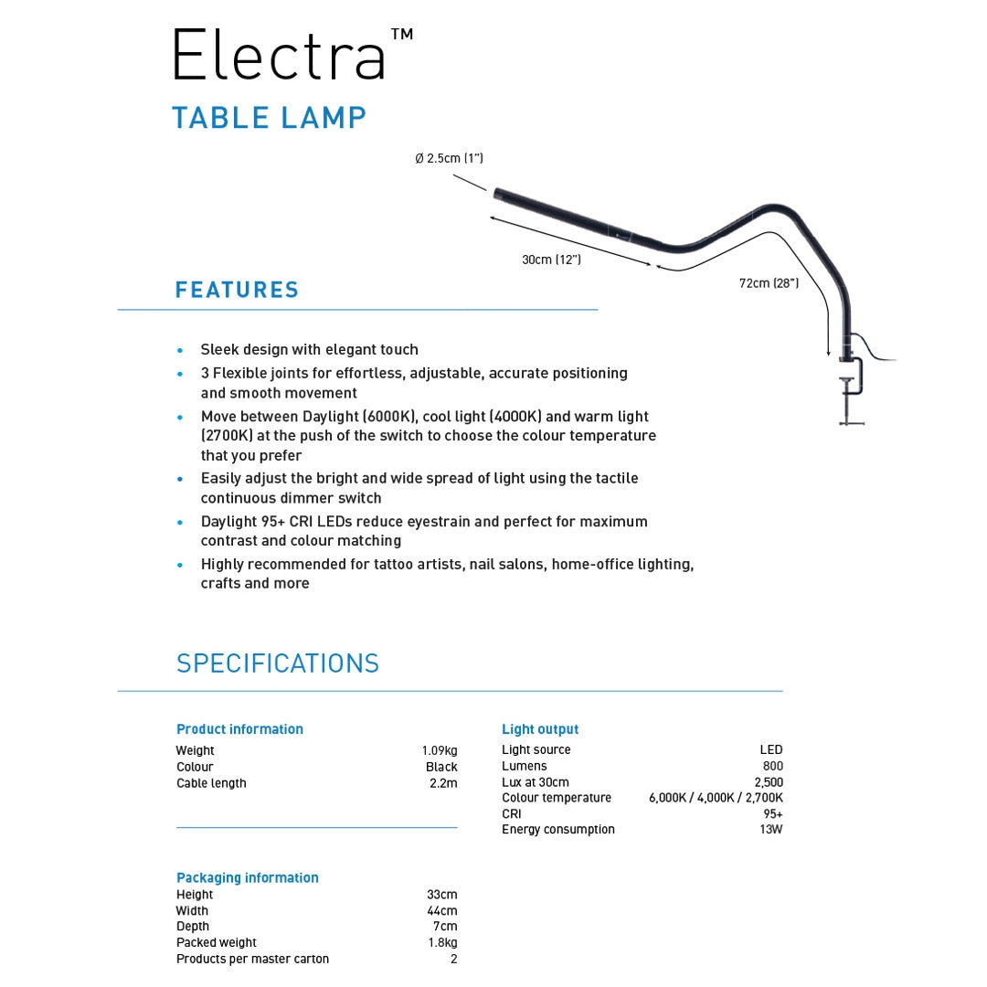 Electra - beauty lamp with flex arm