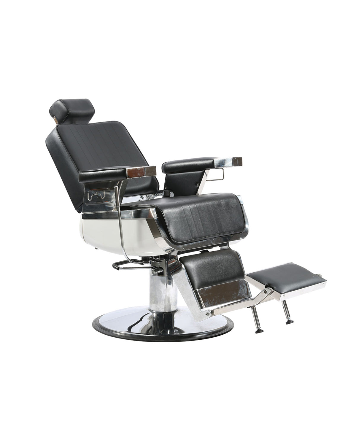 Bart - Svart barberarstol med krom rund fot