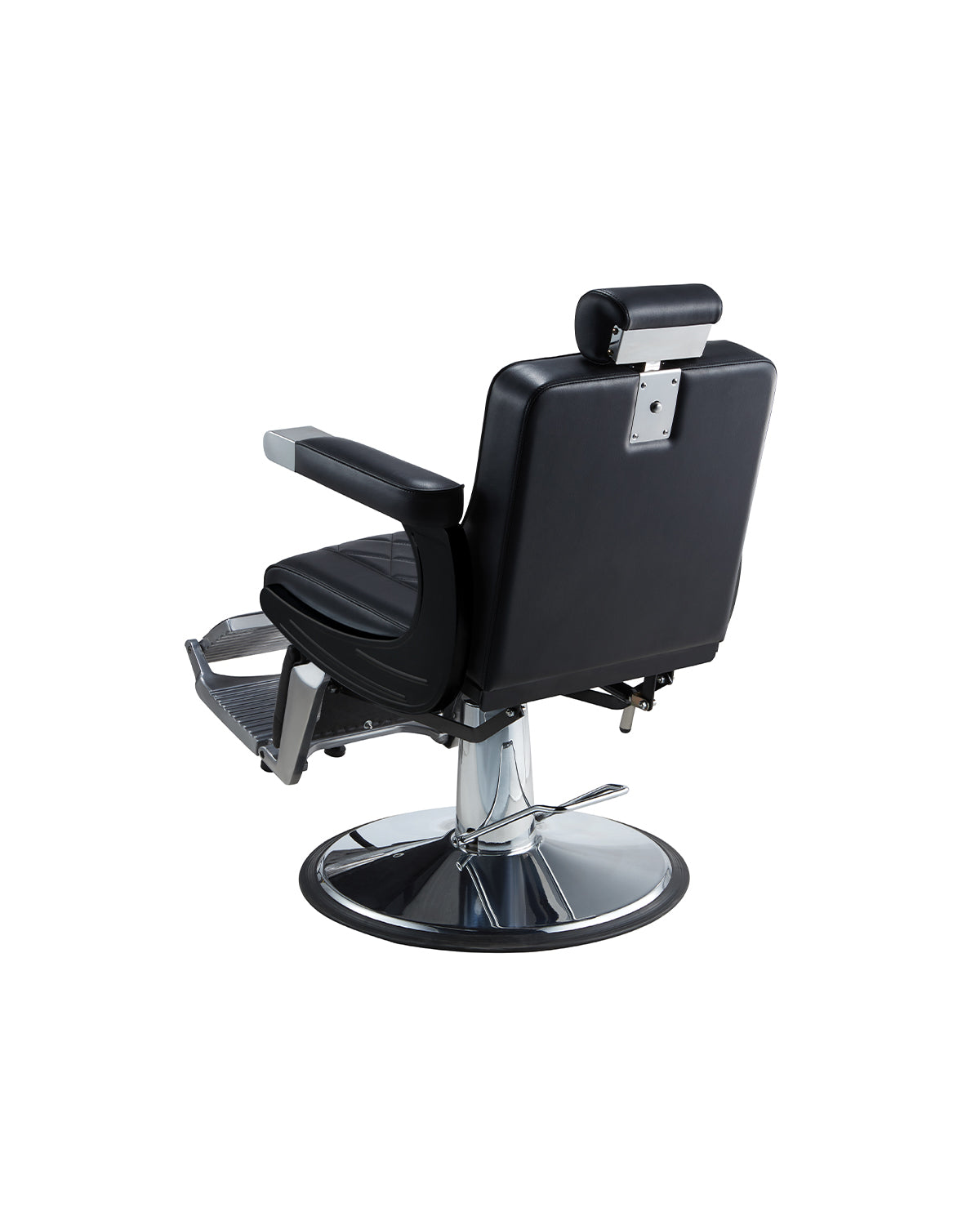 Dave - Svart barberarstol med krom rund fot