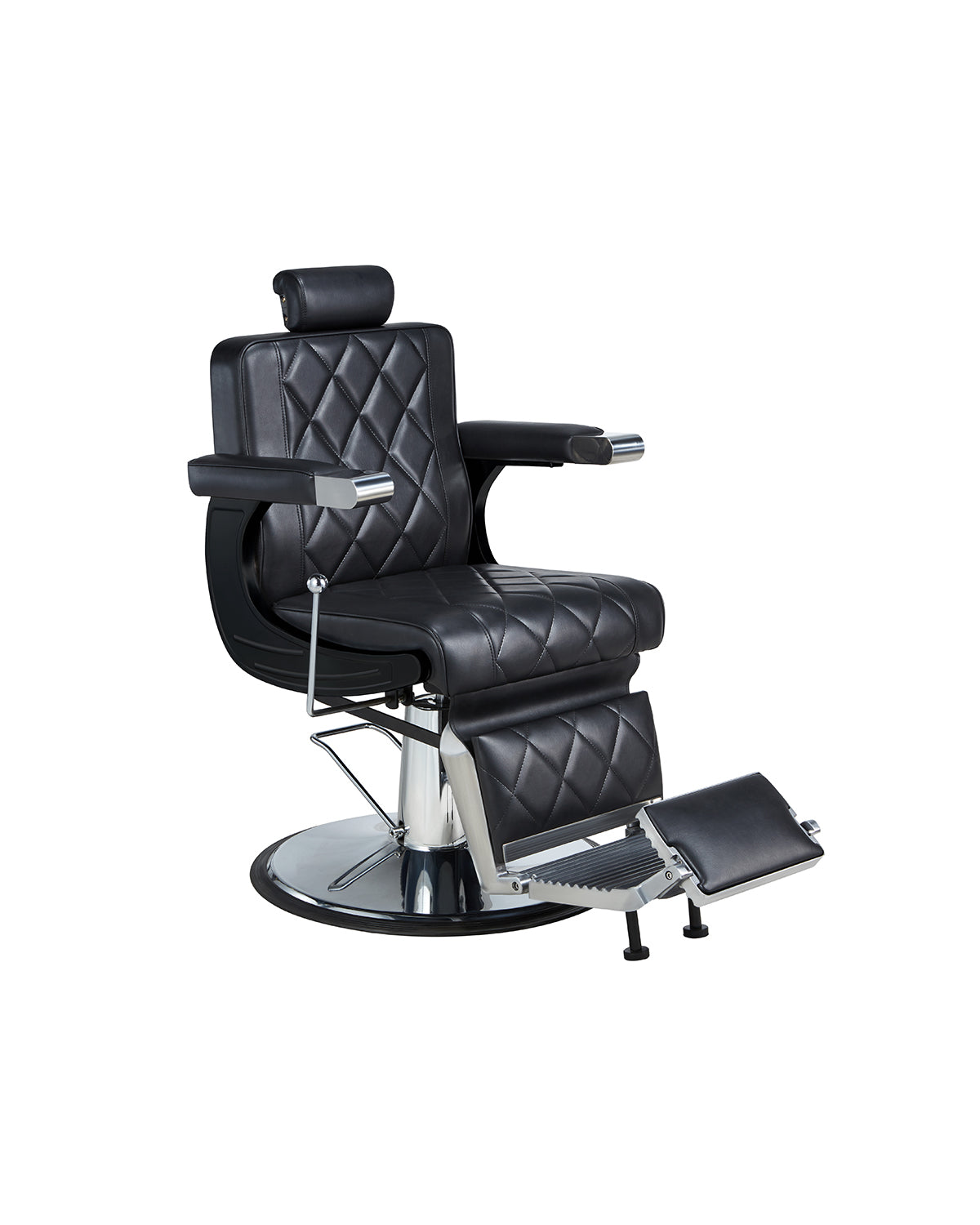 Dave - Svart barberarstol med krom rund fot