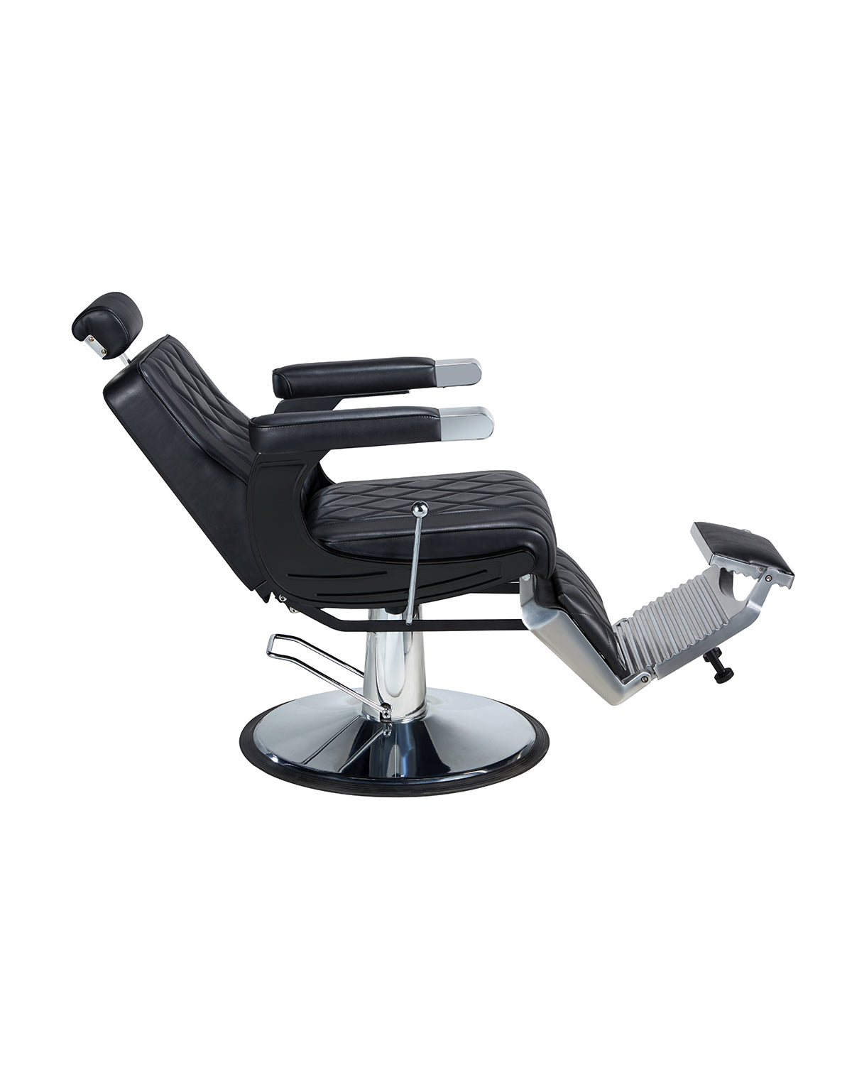 Dave - Svart barberarstol med krom rund fot