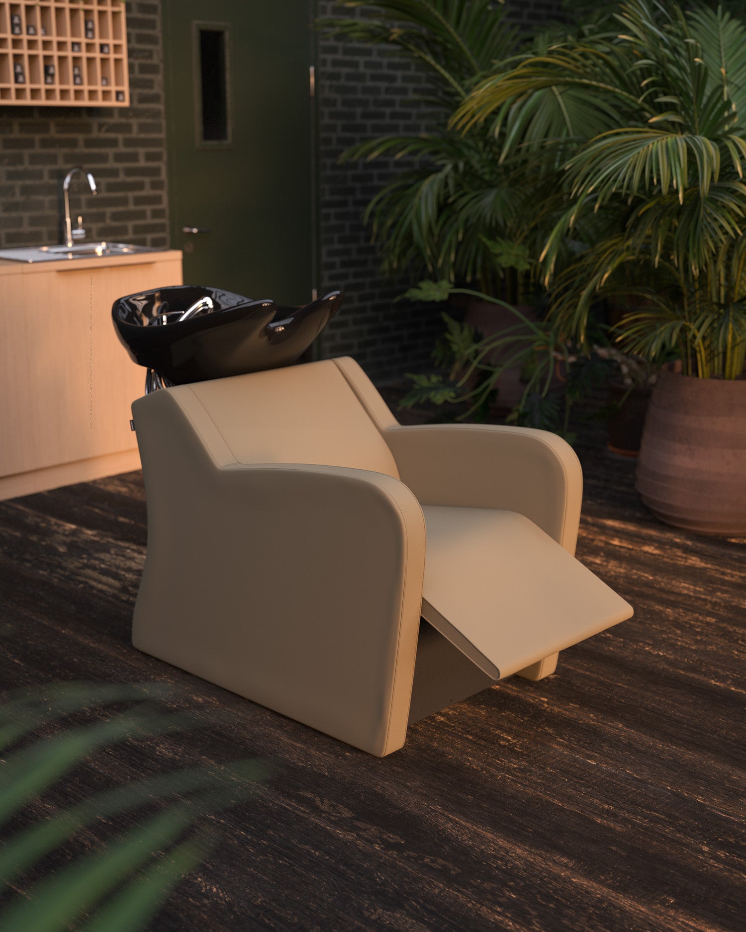 Fredda - Beige massage basin - Black basin