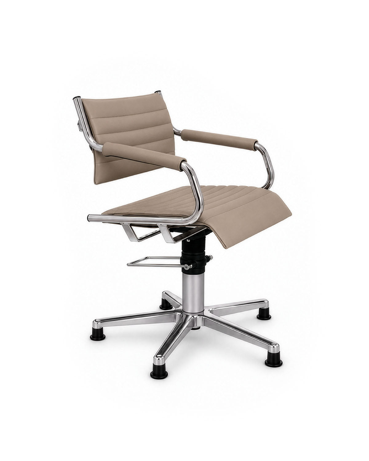 Greiner 59 - beige kundstol med krom kryssfot