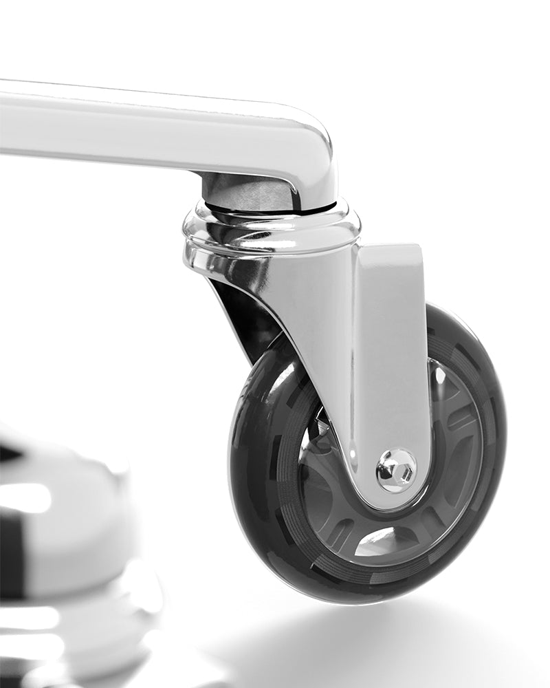 Round Tan - Brown cutting chair - Chrome cross foot