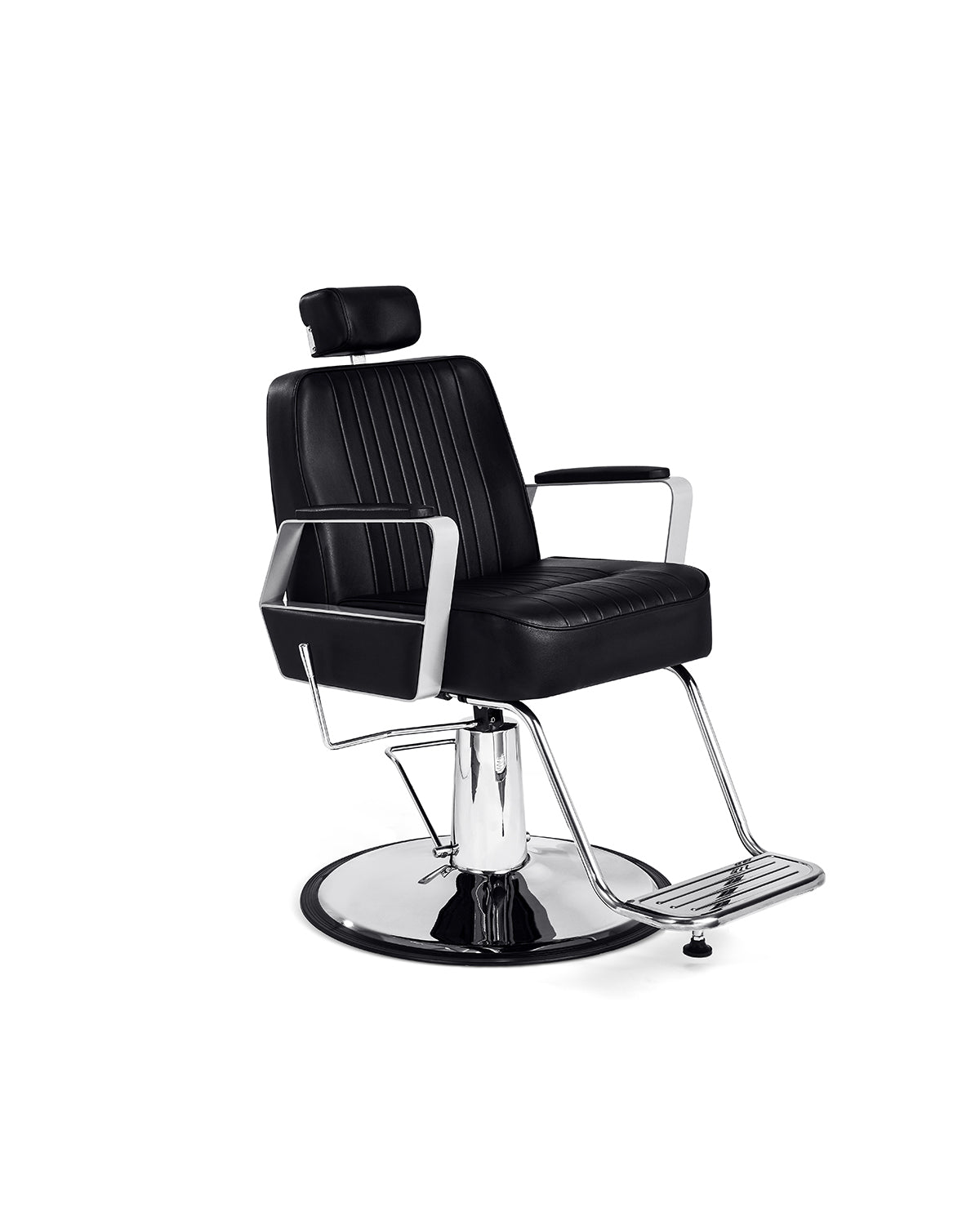 Joey - Svart barberarstol med krom rund fot