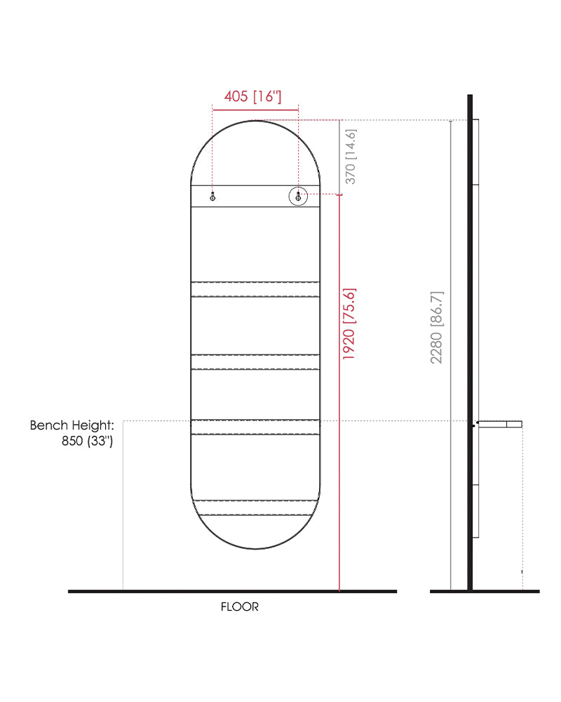 Villa II - White hairdresser mirror - With shelf